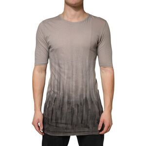 Laneus Gray Two Tone Cotton Round Neck Short Sleeves Men's T-shirt